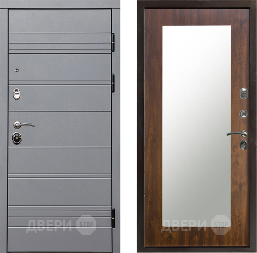 Входная металлическая Дверь Престиж Линия Грэй Зеркло Пастораль Дуб в Протвино