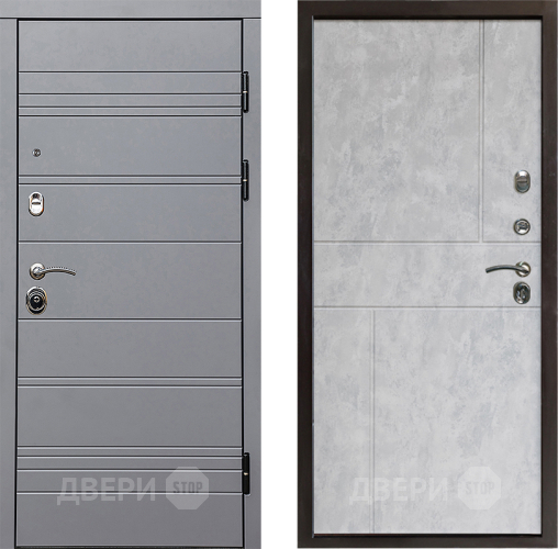 Входная металлическая Дверь Престиж Линия Грэй Горизонт Бетон светлый в Протвино