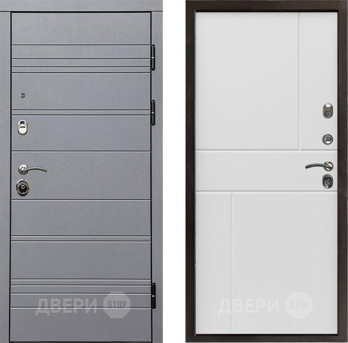 Входная металлическая Дверь Престиж Линия Грэй Горизонт Бетон белый в Протвино