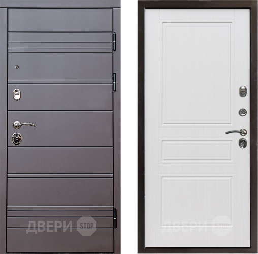 Входная металлическая Дверь Престиж Линия Браун Классика Белое дерево в Протвино