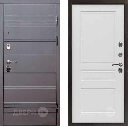 Входная металлическая Дверь Престиж Линия Браун Классика Лиственница белая в Протвино