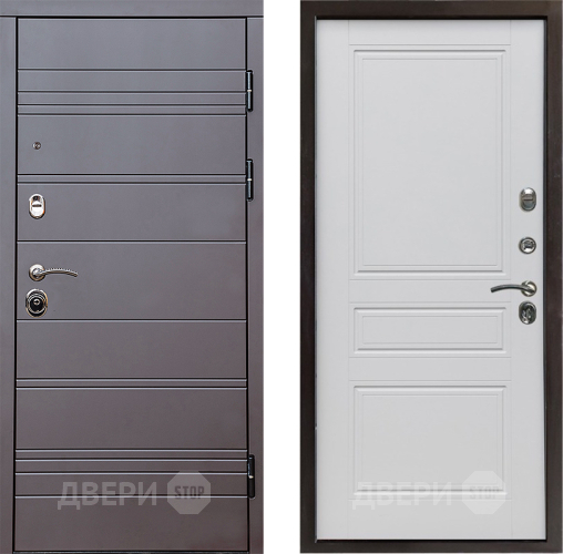 Входная металлическая Дверь Престиж Линия Браун Классика Белый матовый в Протвино