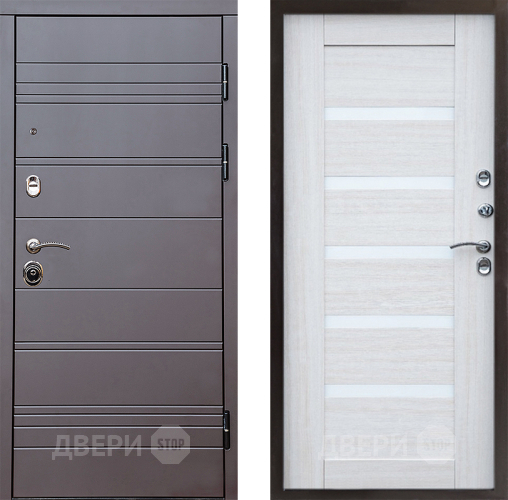 Входная металлическая Дверь Престиж Линия Браун Царга Лиственница белая в Протвино