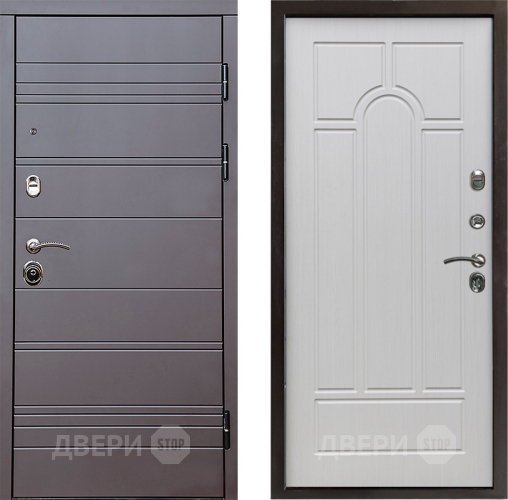 Входная металлическая Дверь Престиж Линия Браун Арка Лиственница белая в Протвино