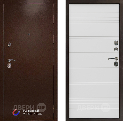 Входная металлическая Дверь Престиж Медь Line Белый в Протвино