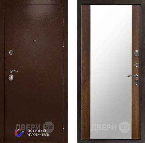 Входная металлическая Дверь Престиж Медь Зеркало Дуб в Протвино