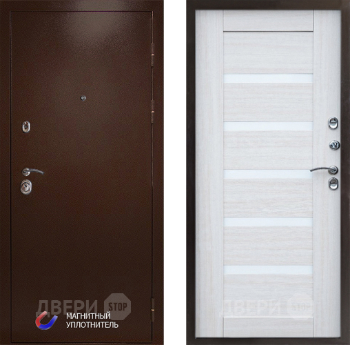 Входная металлическая Дверь Престиж Медь Царга Лиственница белая в Протвино