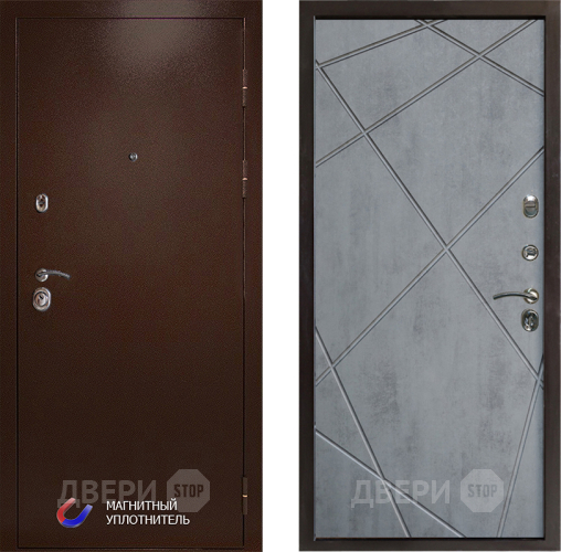 Входная металлическая Дверь Престиж Медь Лучи Бетон темный в Протвино
