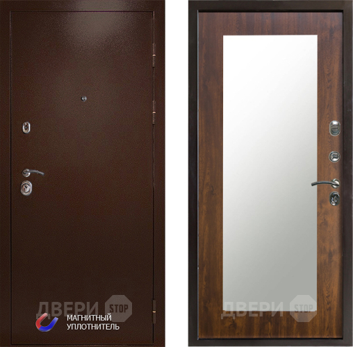 Входная металлическая Дверь Престиж Медь Зеркло Пастораль Дуб в Протвино