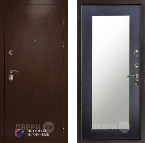 Входная металлическая Дверь Престиж Медь Зеркло Пастораль Венге в Протвино