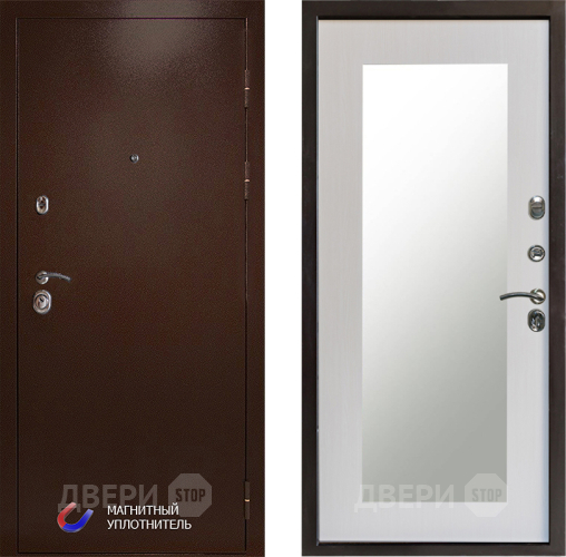 Входная металлическая Дверь Престиж Медь Зеркло Пастораль Лиственница белая в Протвино