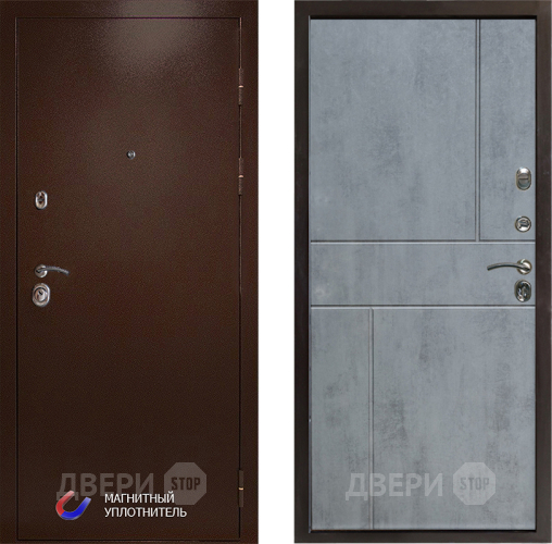 Входная металлическая Дверь Престиж Медь Горизонт Бетон темный в Протвино