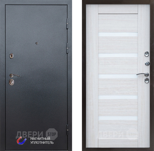 Входная металлическая Дверь Престиж Графит Царга Лиственница белая в Протвино