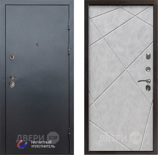 Входная металлическая Дверь Престиж Графит Лучи Бетон светлый в Протвино