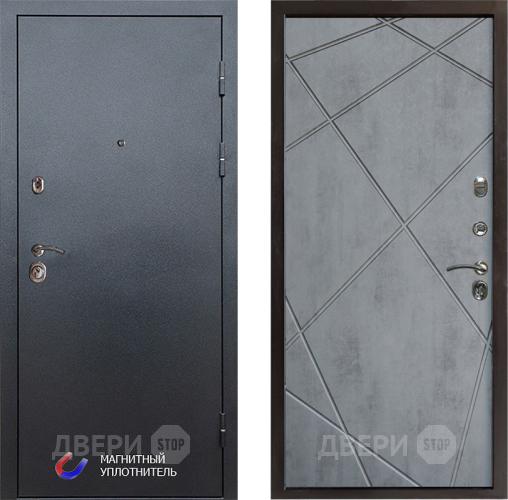 Входная металлическая Дверь Престиж Графит Лучи Бетон темный в Протвино