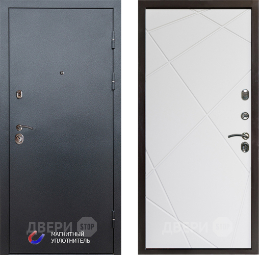 Входная металлическая Дверь Престиж Графит Лучи Бетон белый в Протвино