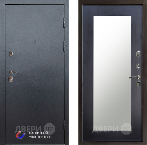 Входная металлическая Дверь Престиж Графит Зеркло Пастораль Венге в Протвино