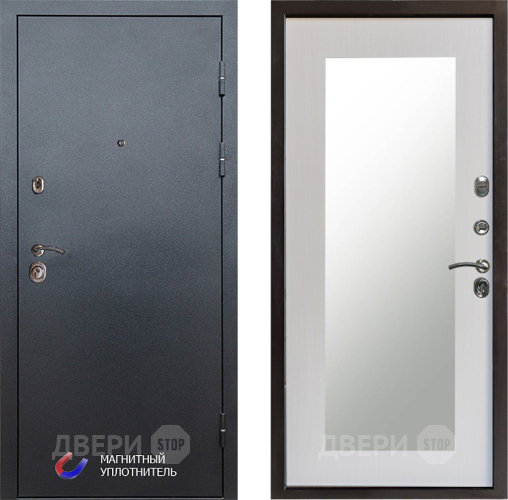 Входная металлическая Дверь Престиж Графит Зеркло Пастораль Лиственница белая в Протвино