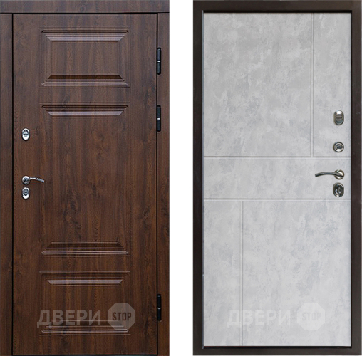 Входная металлическая Дверь Престиж TERMO с терморазрывом Премиум Орех Горизонт Бетон светлый в Протвино