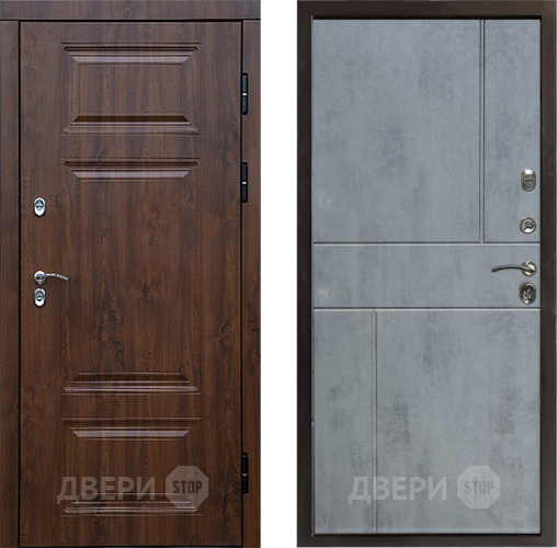 Входная металлическая Дверь Престиж TERMO с терморазрывом Премиум Орех Горизонт Бетон темный в Протвино