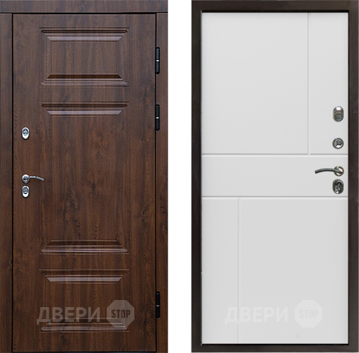 Входная металлическая Дверь Престиж TERMO с терморазрывом Премиум Орех Горизонт Бетон белый в Протвино