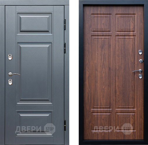 Входная металлическая Дверь Престиж TERMO с терморазрывом Премиум Грэй Премиум Орех темный в Протвино