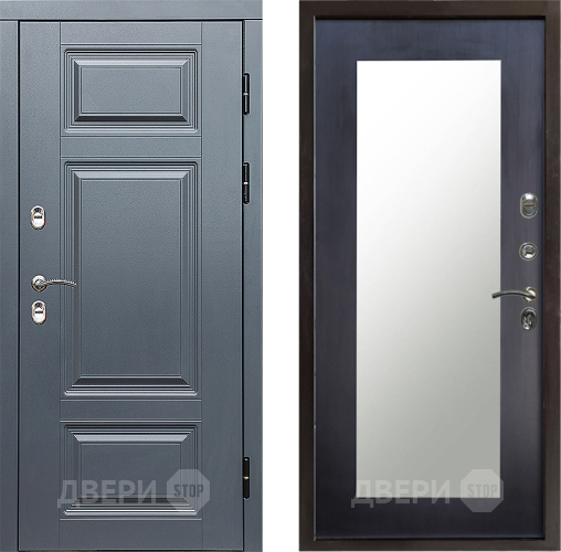Входная металлическая Дверь Престиж TERMO с терморазрывом Премиум Грэй Зеркало пастораль Венге в Протвино