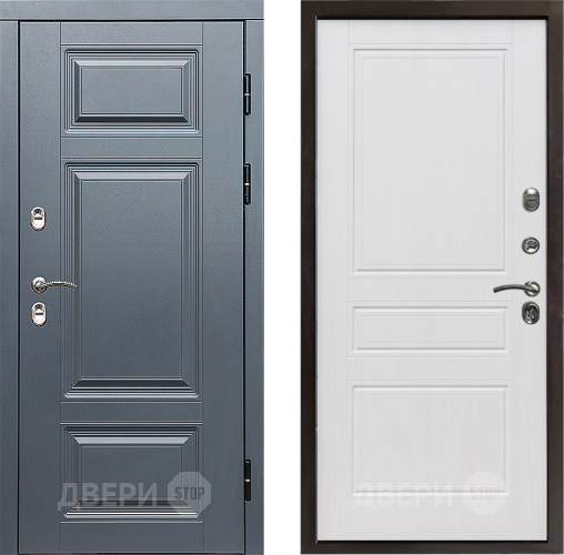 Входная металлическая Дверь Престиж TERMO с терморазрывом Премиум Грэй Классика Белое дерево в Протвино