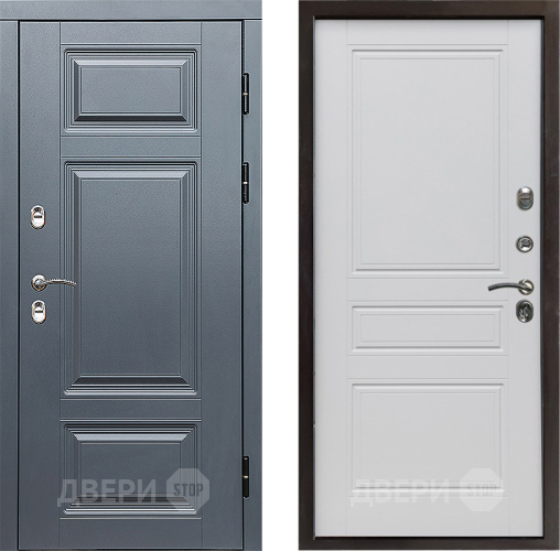 Входная металлическая Дверь Престиж TERMO с терморазрывом Премиум Грэй Классика Белый матовый в Протвино