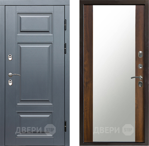 Входная металлическая Дверь Престиж TERMO с терморазрывом Премиум Грэй Зеркало Дуб в Протвино
