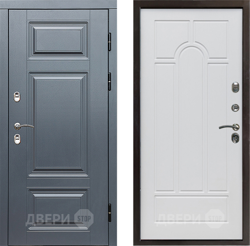 Входная металлическая Дверь Престиж TERMO с терморазрывом Премиум Грэй Арка Белое дерево в Протвино