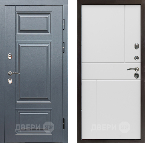 Входная металлическая Дверь Престиж TERMO с терморазрывом Премиум Грэй Горизонт Бетон белый в Протвино