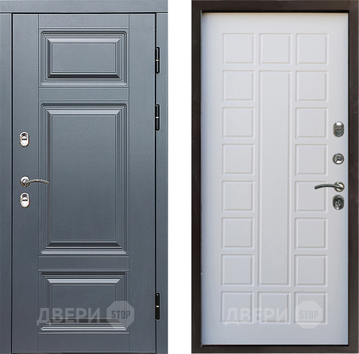 Входная металлическая Дверь Престиж TERMO с терморазрывом Премиум Грэй Престиж Белое дерево в Протвино