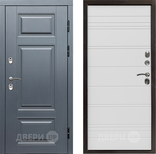 Входная металлическая Дверь Престиж TERMO с терморазрывом Премиум Грэй Line Белый в Протвино