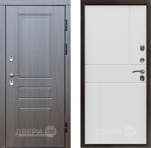 Входная металлическая Дверь Престиж TERMO с терморазрывом Классика Горизонт Бетон белый в Протвино