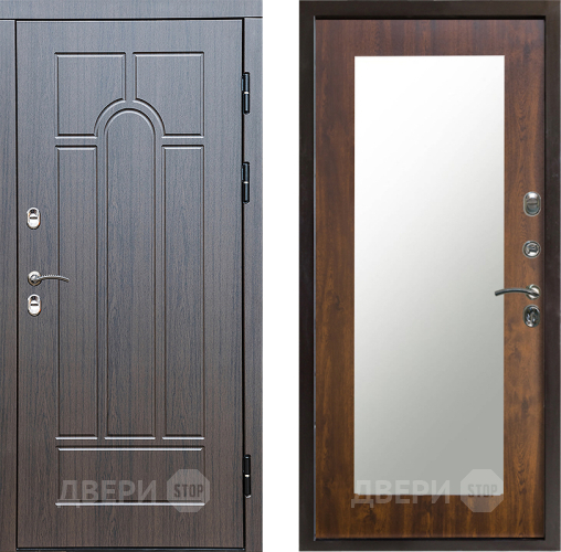 Входная металлическая Дверь Престиж TERMO с терморазрывом Арка Зеркало пастораль Дуб в Протвино