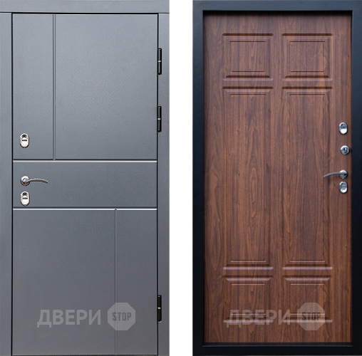 Входная металлическая Дверь Престиж TERMO с терморазрывом Горизонт Грэй Премиум Орех темный в Протвино