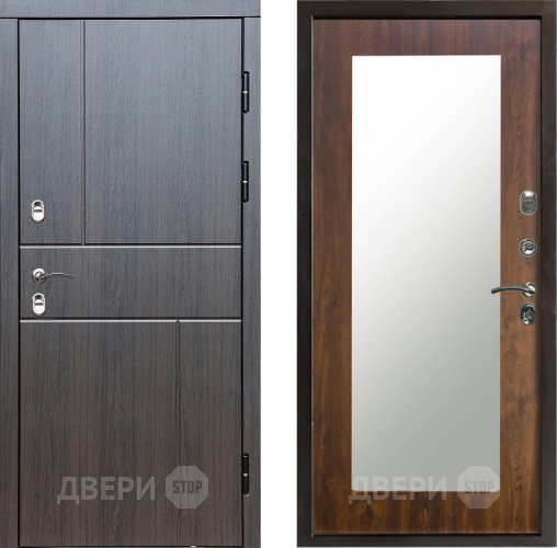 Входная металлическая Дверь Престиж TERMO с терморазрывом Горизонт Венге Зеркало пастораль Дуб в Протвино