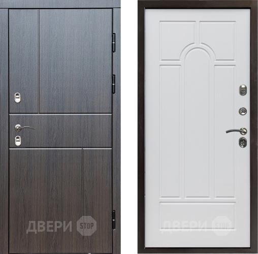 Входная металлическая Дверь Престиж TERMO с терморазрывом Горизонт Венге Арка Белое дерево в Протвино