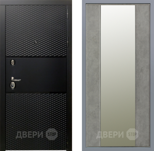 Дверь Заводские двери Тефлон Зеркало Макси Бетон темный в Протвино