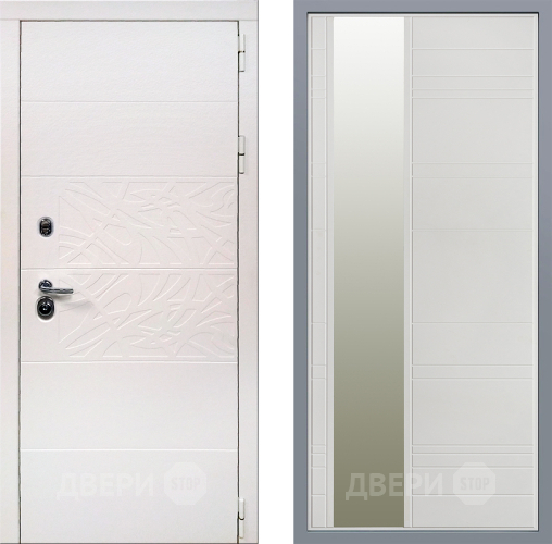 Дверь Заводские двери Дэко Вайт Зеркало Лира Белый софт в Протвино