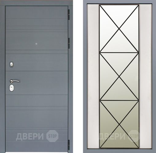 Дверь Заводские двери Лира Софт графит Зеркало Перфекто Структурное дерево в Протвино