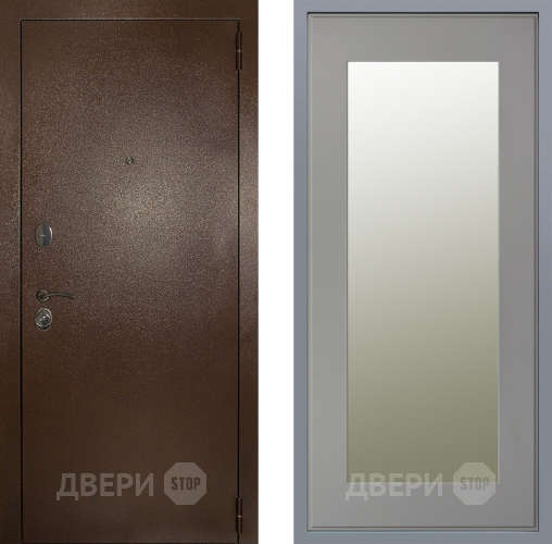 Дверь Заводские двери Эталон 3к антик медь Зеркало Модерн Грей софт в Протвино