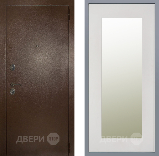 Дверь Заводские двери Эталон 3к антик медь Зеркало Модерн Белый софт в Протвино