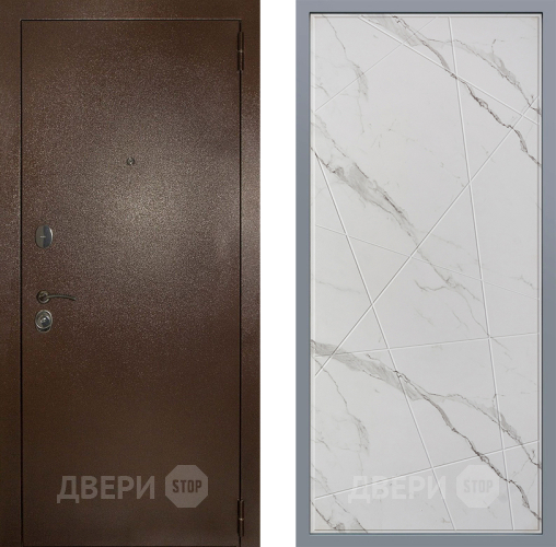Дверь Заводские двери Эталон 3к антик медь Флитта Мрамор белый в Протвино