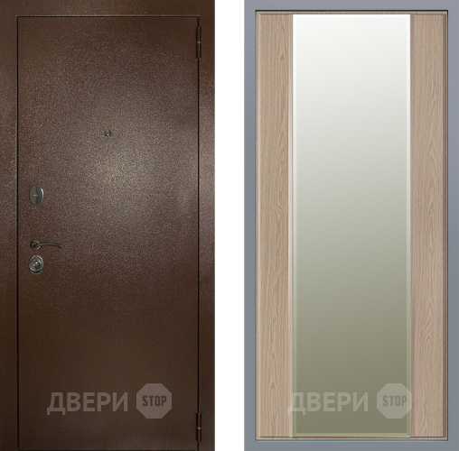 Дверь Заводские двери Эталон 3к антик медь Зеркало Макси Беленый дуб в Протвино