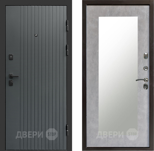 Входная металлическая Дверь Престиж Tvist Grey Зеркло Пастораль Бетон светлый в Протвино