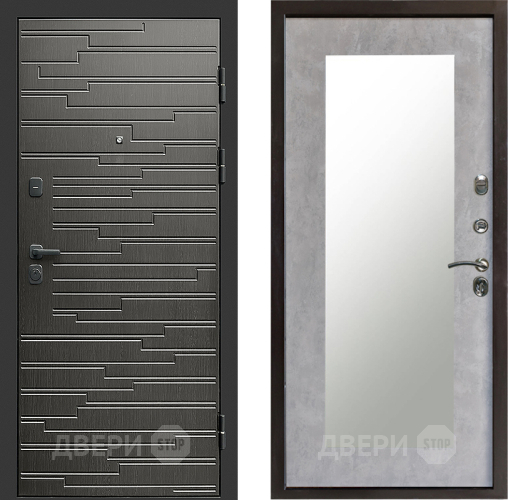 Входная металлическая Дверь Престиж Rivera Зеркло Пастораль Бетон светлый в Протвино