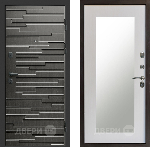 Входная металлическая Дверь Престиж Rivera Зеркло Пастораль Лиственница белая в Протвино