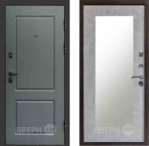 Входная металлическая Дверь Престиж Verona Зеркло Пастораль Бетон светлый в Протвино